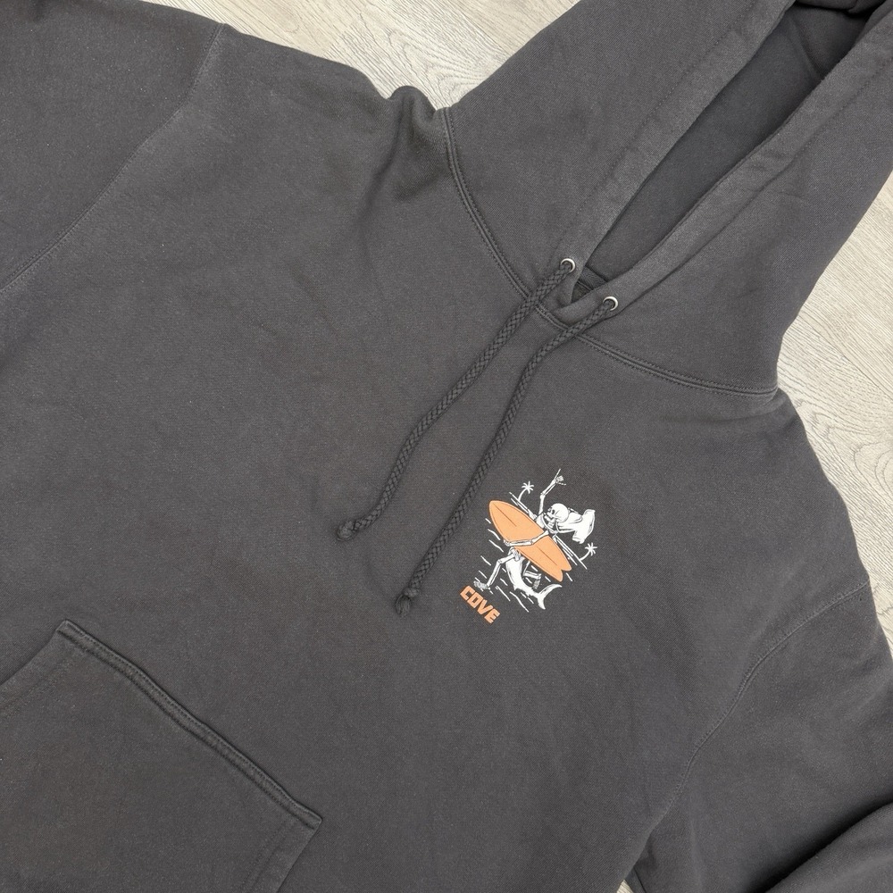 Cove USA Hoodie Mens L Black See You Out There Skeleton Surf Graphic Pullover